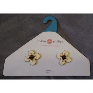 Lindsay Phillips Interchangeable Snaps "Tory" Cream Flower with Brown Stone